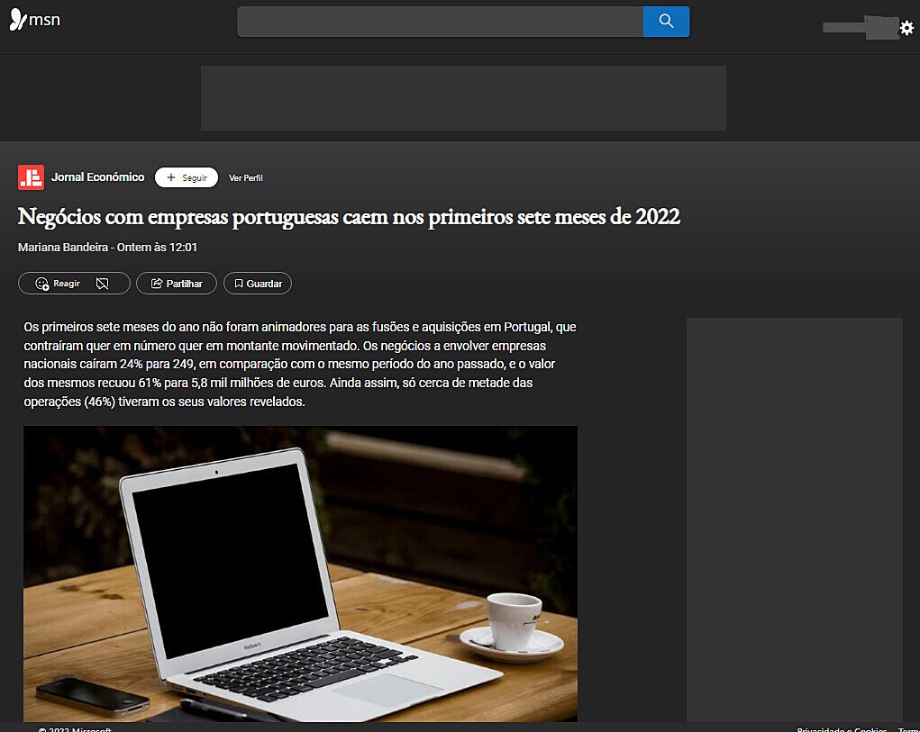Negcios com empresas portuguesas caem nos primeiros sete meses de 2022